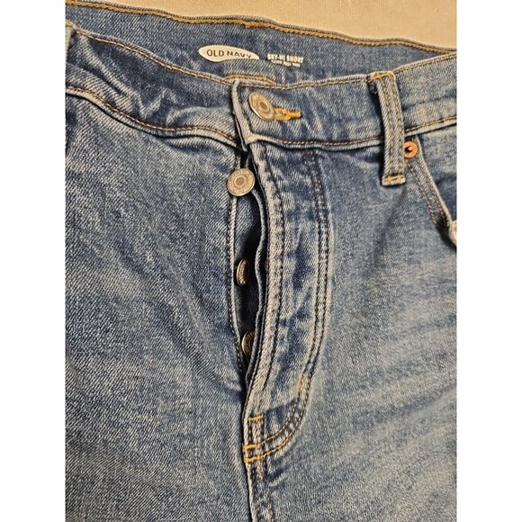 Old Navy Shorts Womens 14 Sky Hi Extra High Rise Distressed Button Fly Denim - Picture 6 of 7
